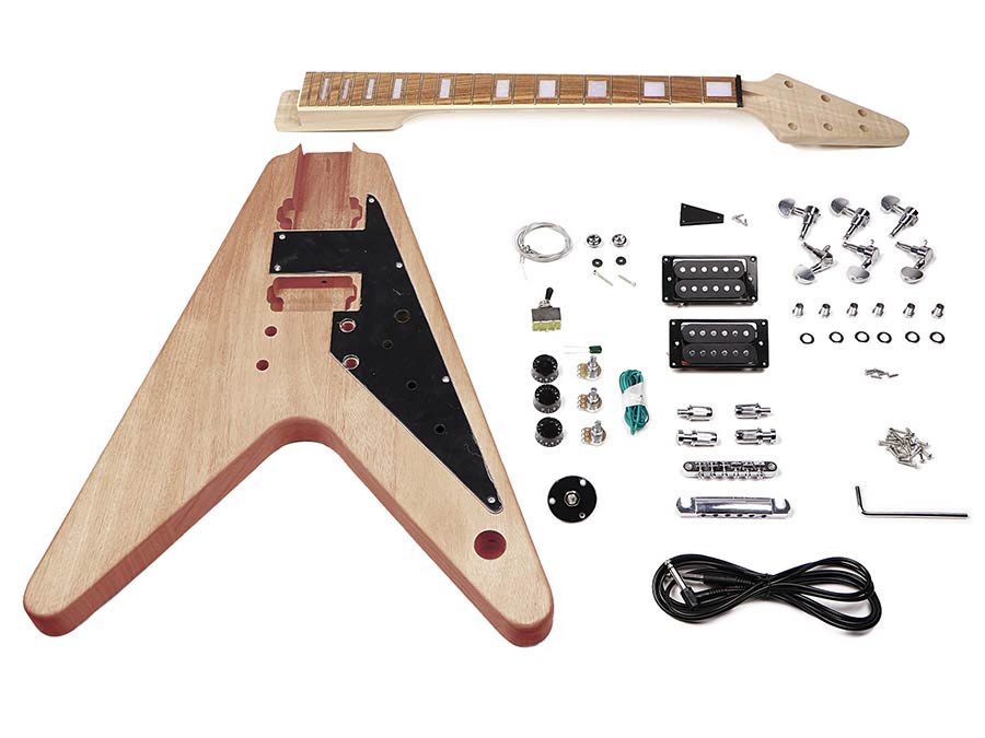 Guitar assembly kit, FV-model, mahogany body, 22 frets, bolt-on neck