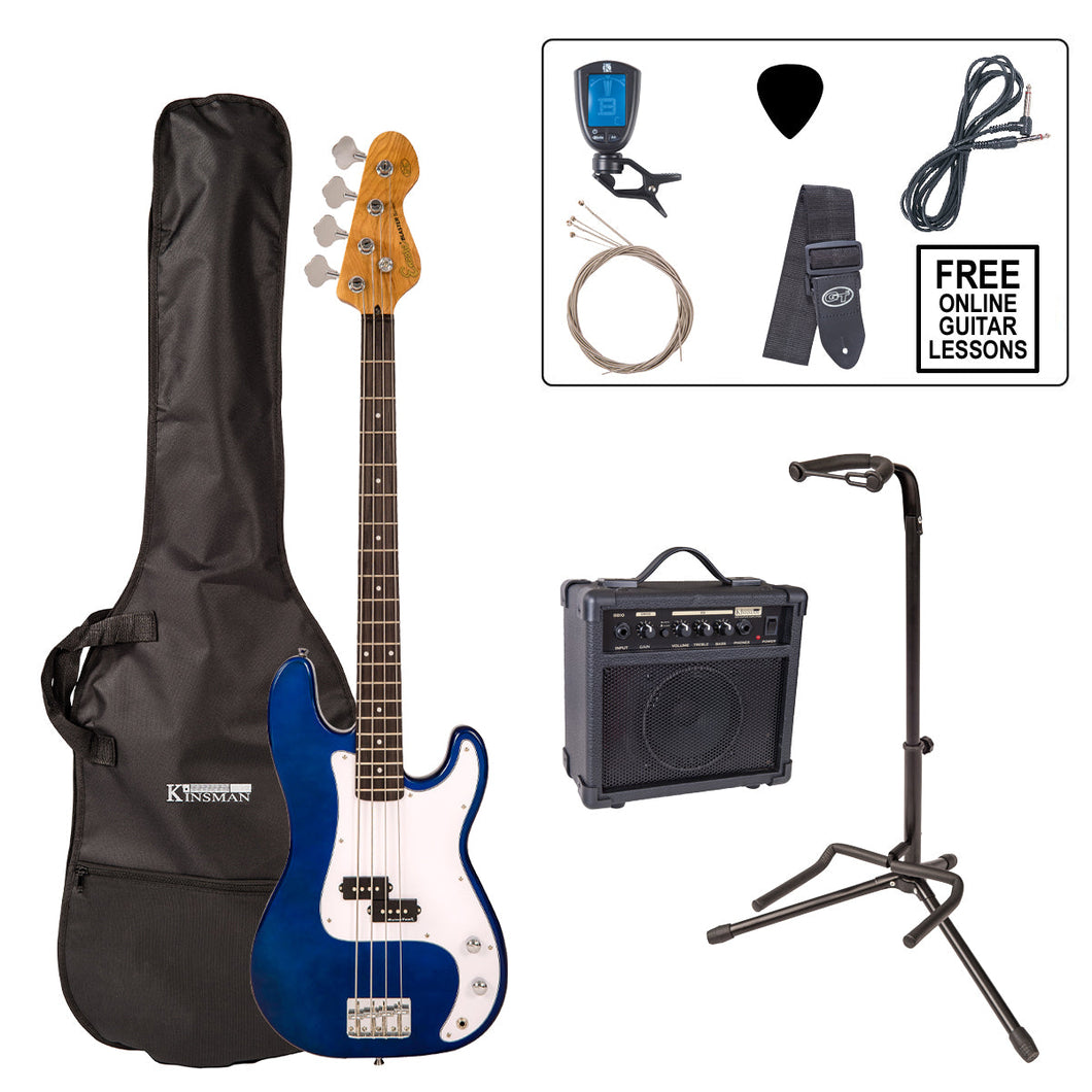 Encore E4 Bass Guitar Pack ~ Candy Apple Blue