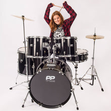 Load image into Gallery viewer, PP Drums Full Size 5 Piece Drum Kit ~ Black
