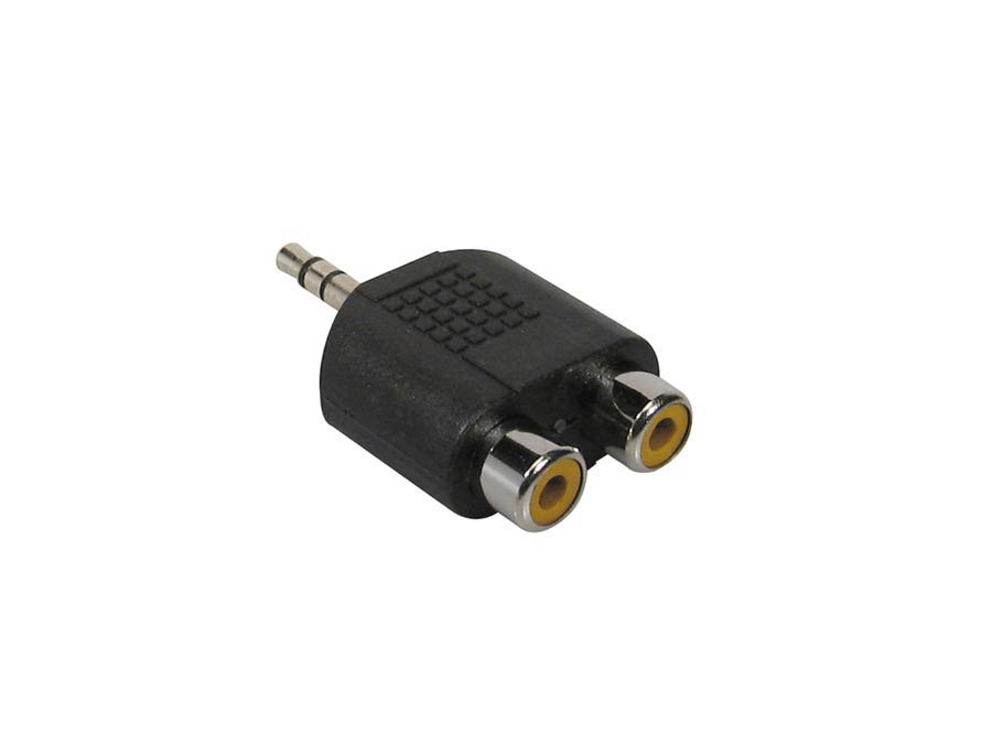 Adaptor, 2 x RCA female, 3,5mm jack male stereo