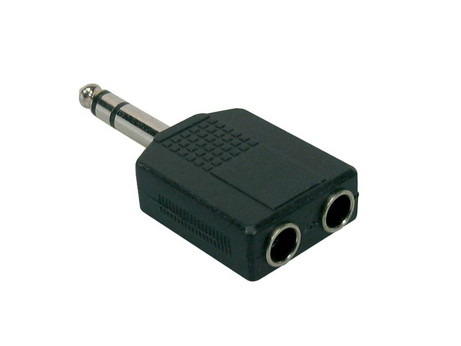 Adaptor, 2 x 6,3 jack female stereo, 6,3mm jack male stereo