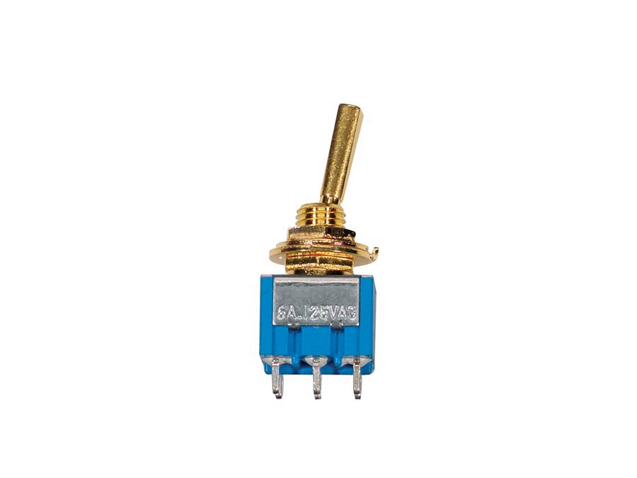 Mini toggle switch 2-way, on-on, gold lacquer