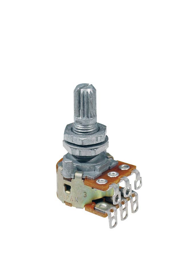 2x250K blender potentiometer, 10mm. bushing, M7x0,75 thread, blends 2 sources, made in Japan