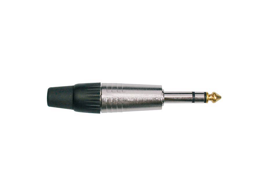 Jack plug, 6,3mm, 3-pole, rubber 7,5mm, aluminium