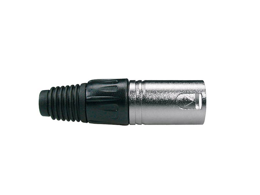 Xlr plug, male, 3-pole, black cable cap, nickel