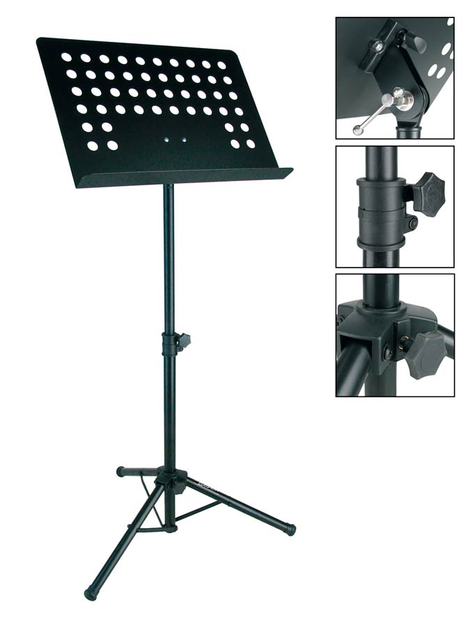 Metal music stand, black, perforated desk, desk size 48x35cm