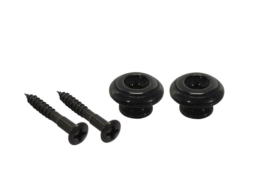 Strap buttons, metal, with screw, v-model, diameter 15mm, 2-pack, black