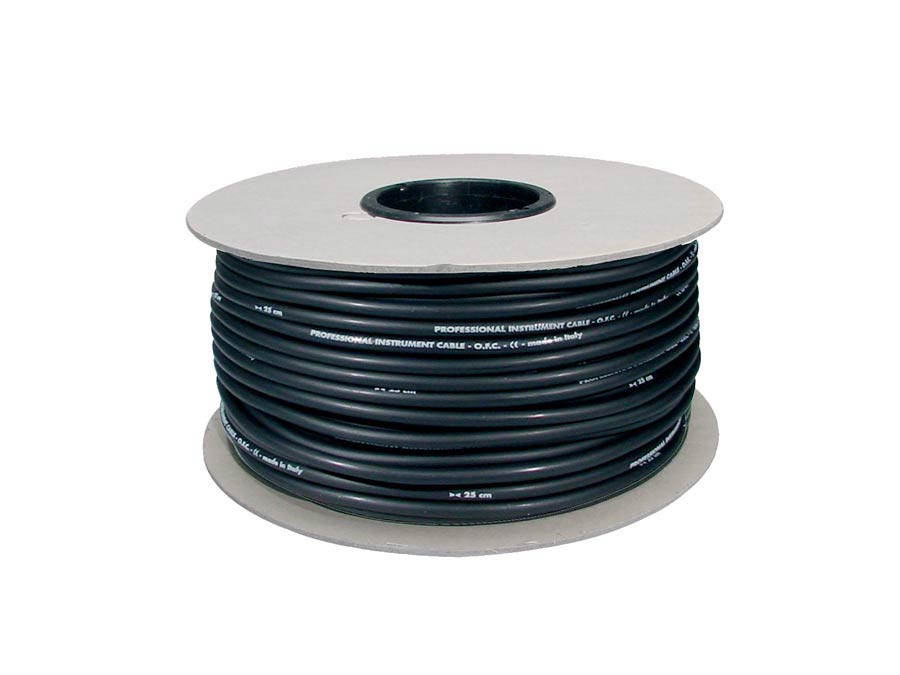 Instrument cable, black, roll, 100 meter, 6mm diameter