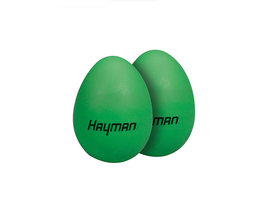 Shaker eggs, plastic, pair, green, 35 grams