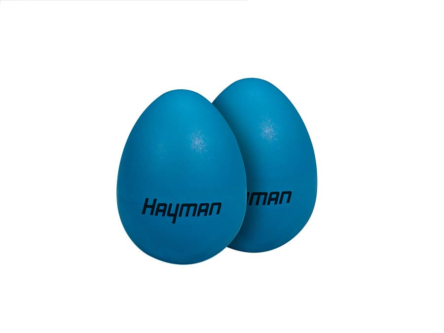 Shaker eggs, plastic, pair, blue, 50 grams