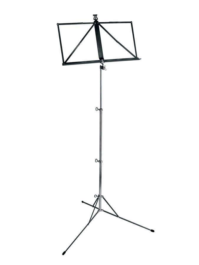 Music stand, foldable, extra high, black powder coating