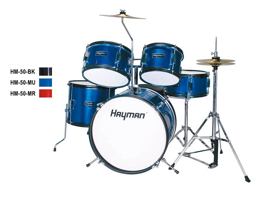 Junior Series 5-piece drum kit, drum throne and cymbals included, black