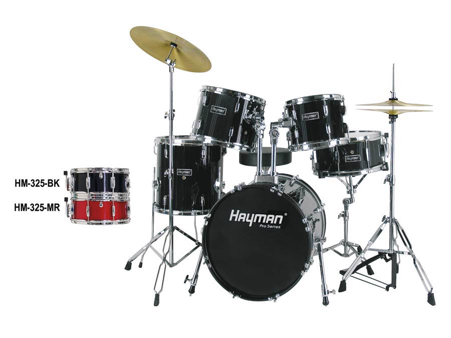 Pro Series 5-piece jazz drum kit, double braced stands, drum throne and cymbals included, black