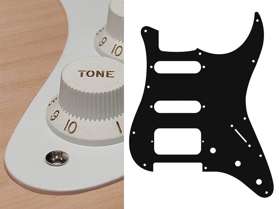 Pickguard, Stallion, SSH, 3 pot holes, 3-5 switch, 1 ply, white