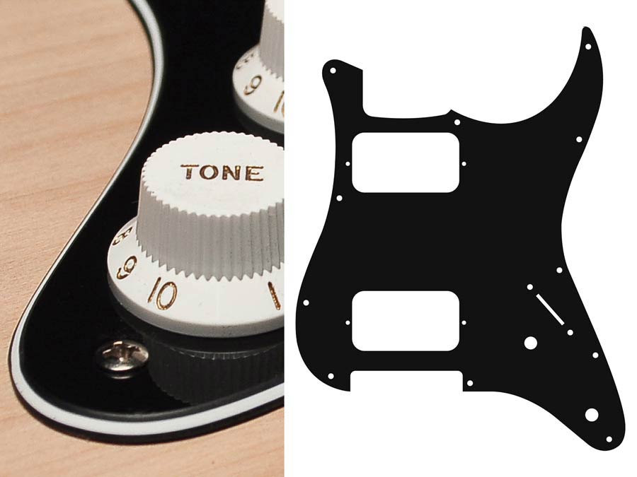 Pickguard, Stallion, HH, 2 pot holes, 3-5 switch, 3 ply, black