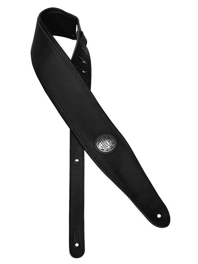 Padded Deluxe Series Extra long guitar strap, length: 180 cm, black leather, black padded back