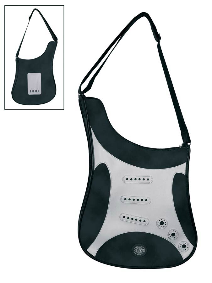 guitar shape shoulder bag, vinyl, Stallion model, black and