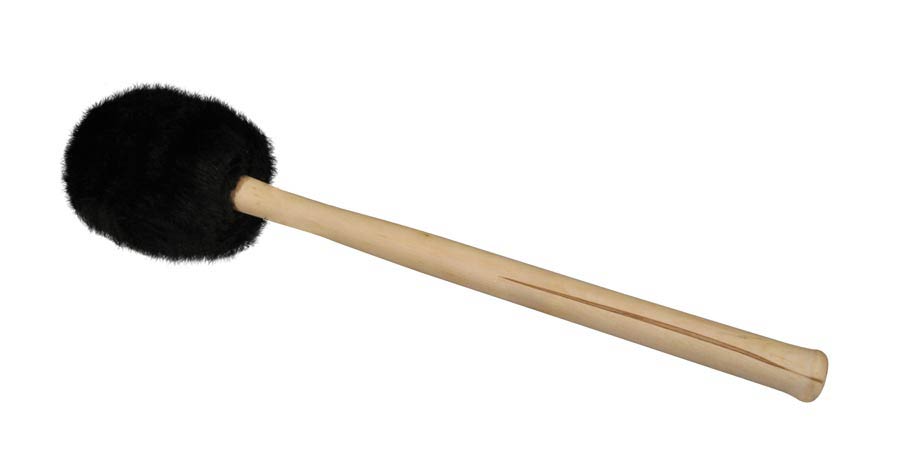 Surdo mallet, soft puff covered head, wooden shaft 30 cm., black