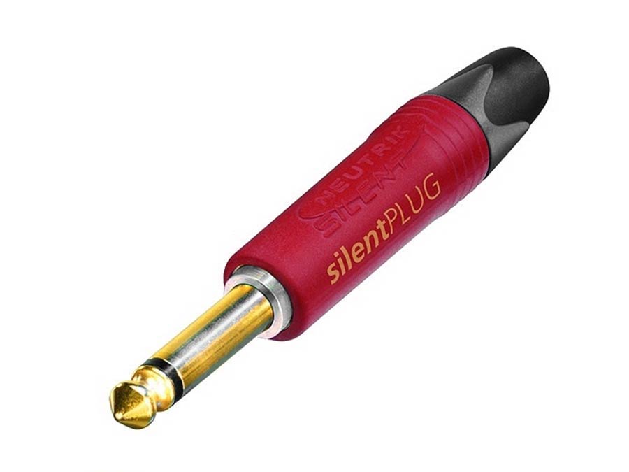 Jack plug, 6,3 mm, 2-pole, gold contacts, silent