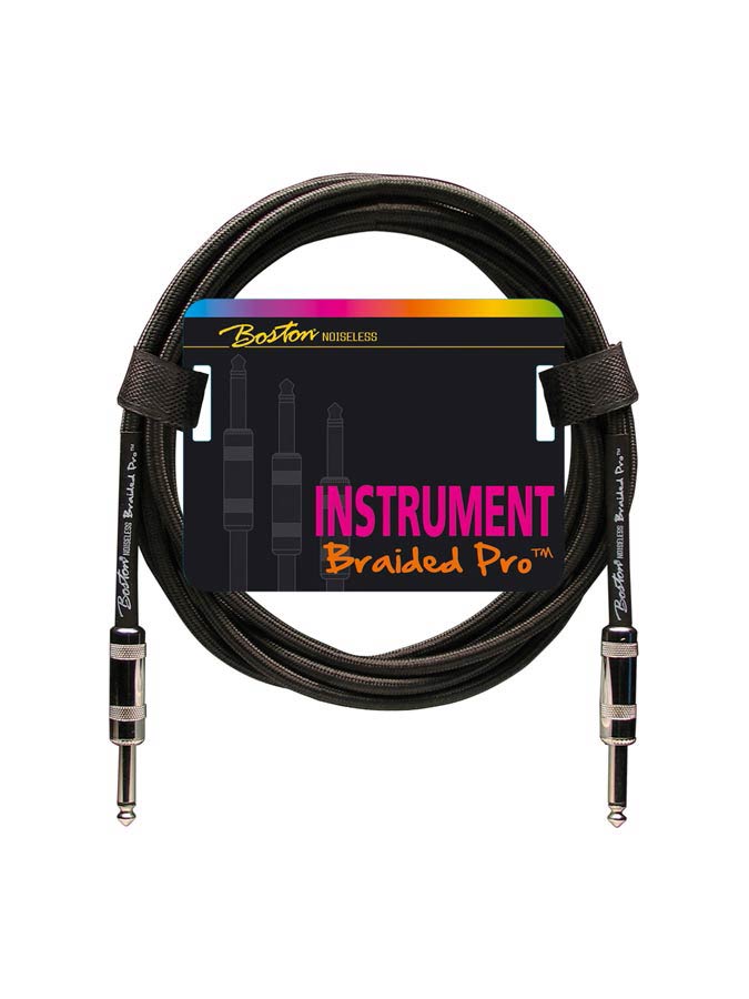 Braided Pro Instrument cable, vintage black, 2 x jack metal, 3 meter