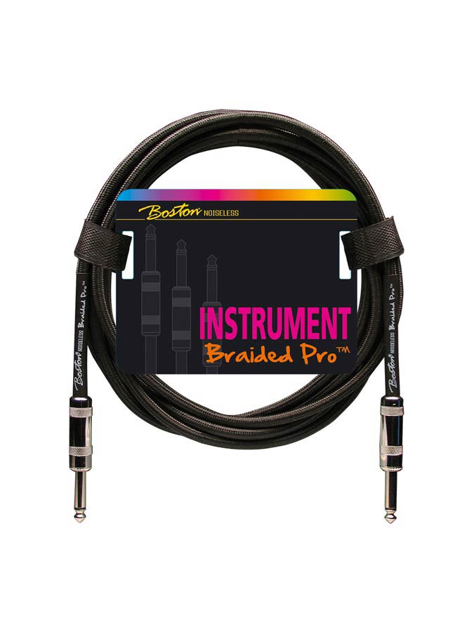 Braided Pro Instrument cable, vintage black, 2 x jack metal, 6 meter