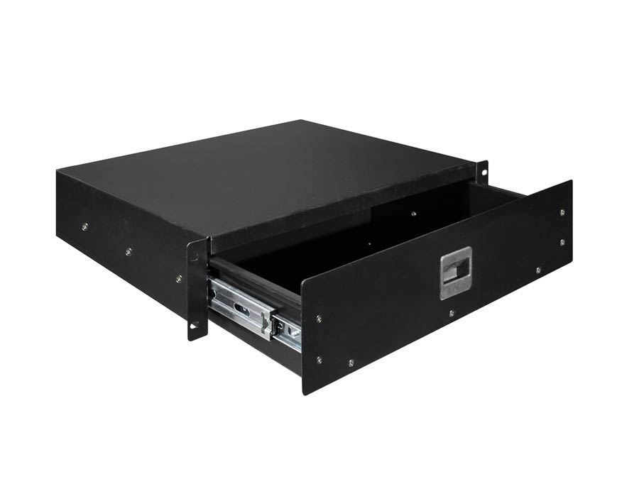 19 inch rack drawer 2HE with lift lock, internal height 73mm