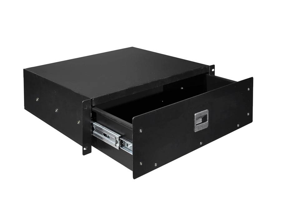 19 inch rack drawer 3HE with lift lock, internal height 117mm