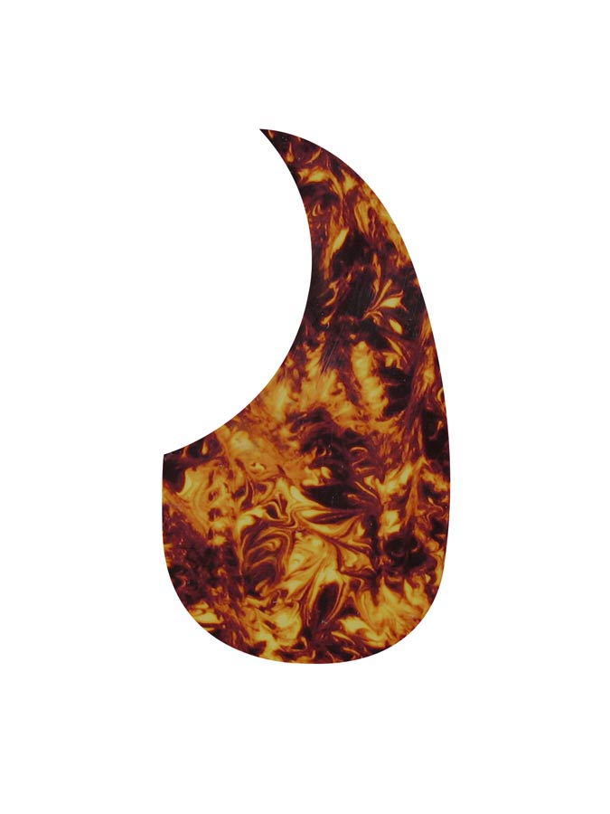 Pickguard, acoustic, teardrop model, self adhesive, marble yellow