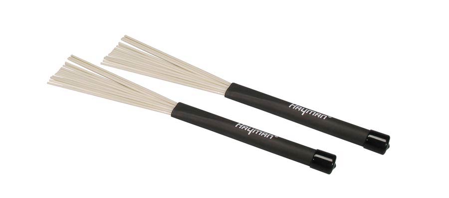 Brushes, black rubber handle, retractable, white nylon bristles