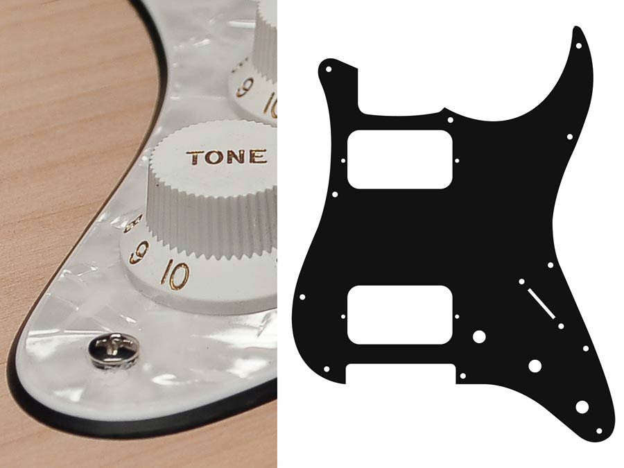 Pickguard, Stallion, HH, 3 pot holes, 3-5 switch, 4 ply, pearl white