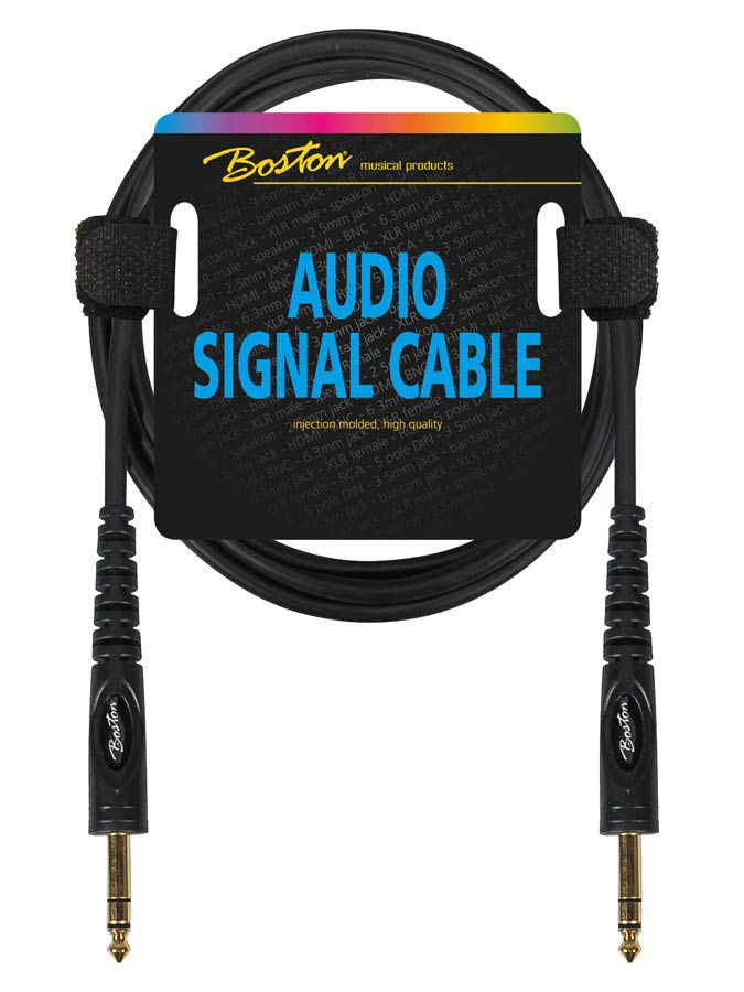 Audio signal cable, 6.3mm jack stereo to 6.3mm jack stereo, 0.75 meter