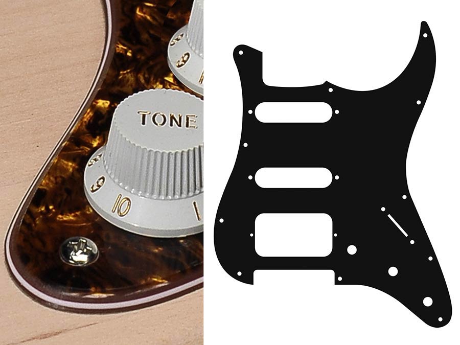 Pickguard, Stallion, SSH, 3 pot holes, 3-5 switch, 4 ply, tortoise brown pearl