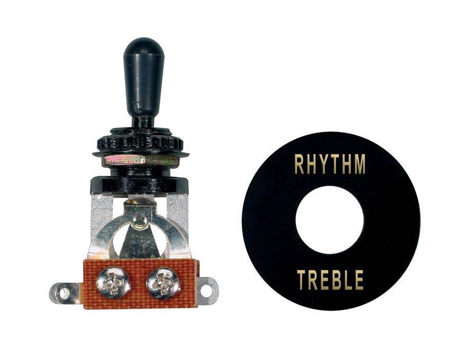 Toggle switch 3-way, with black plate and cap