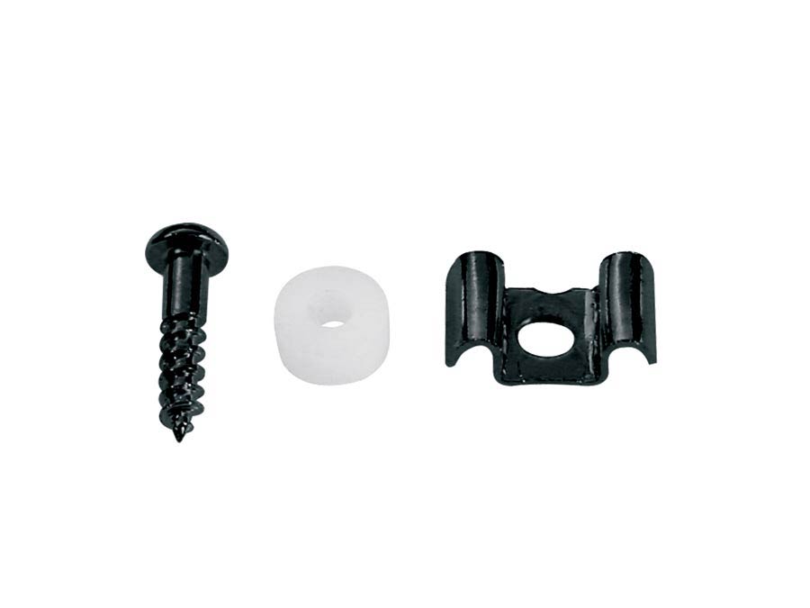 String retainer, Stallion, with nylon spacer and screw, black