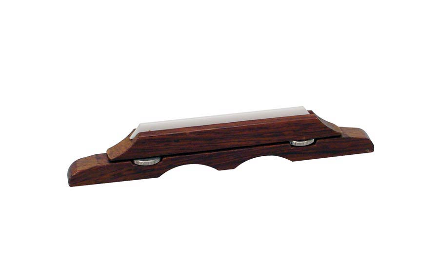 Bridge for guitar with tailpiece, rosewood, adjustable, plastic saddle