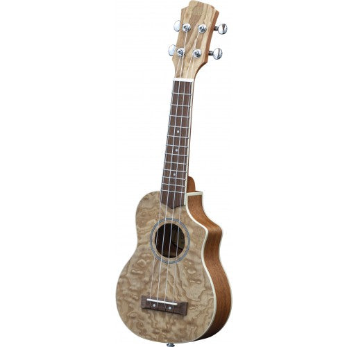 Adam Black Soprano Ukulele Quilted Ash Cut Away Electric