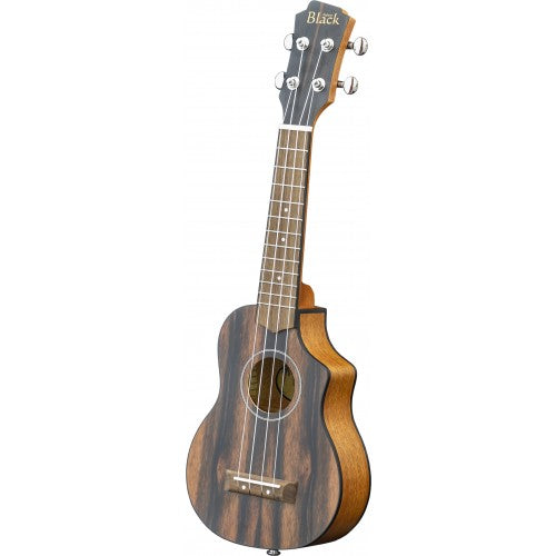 Adam Black Soprano Ukulele Spalted Ebony Cut Away Electric