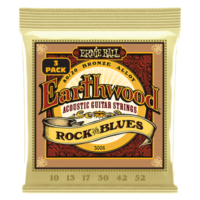 Ernie Ball Earthwood  80/20 Bronze RnB Plain G 10-52 (3 Set Pack)