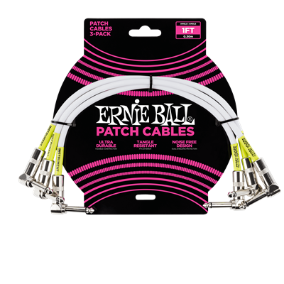 Ernie Ball 1Ft Patch Cable 3Pack White