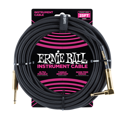 Ernie Ball 25Ft Straight-Angle Braided Black