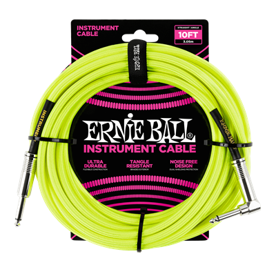 Ernie Ball 10' Braided Straight/Angle Cable Yellow