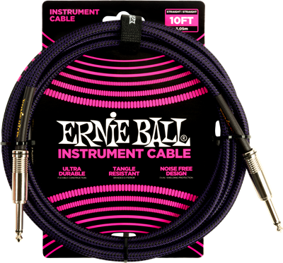 Ernie Ball 10Ft Braided Straight-Straight Purple Black