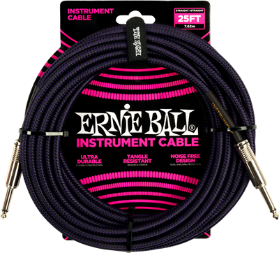 Ernie Ball 25Ft Braided Straight-Straight Purple Black