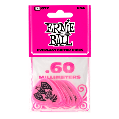 Ernie Ball Everlast Picks 12-Pack Pink .60Mm