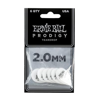 Ernie Ball Prodigy Picks 6-Pack 2.0Mm White Teardrop