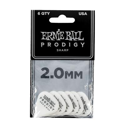 Ernie Ball Prodigy Picks 6-Pack 2.0Mm White Sharp